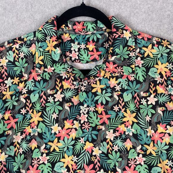 Chubbies Mens M The Bloomerang Performance Polo Shirt Floral All Over Print - Picture 3 of 7